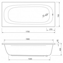 Акриловая ванна 170х70 см Cezares Piave PIAVE-170-70-42