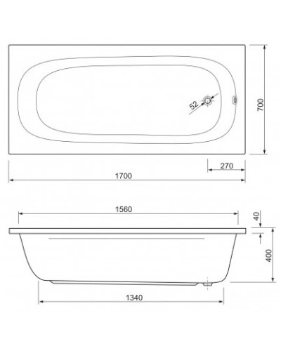 Акриловая ванна 170х70 см Cezares Piave PIAVE-170-70-42