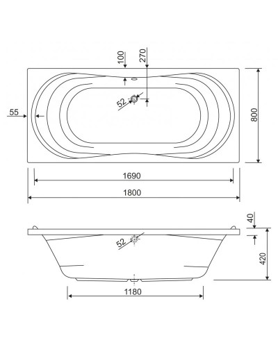 Акриловая ванна 180х80 см Cezares Apollo APOLLO-180-80-49