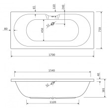 Акриловая ванна 170х75 см Cezares Calisto CALISTO-170-75-45