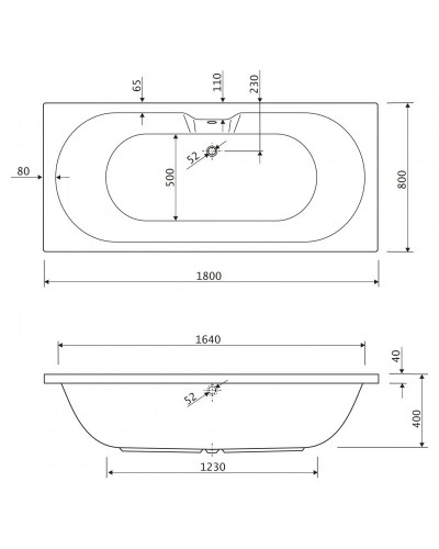 Акриловая ванна 180х80 см Cezares Calisto CALISTO-180-80-49