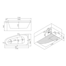 Акриловая гидромассажная ванна 170х85 см SSWW A2203L CGSP