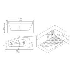 Акриловая гидромассажная ванна 170х85 см SSWW A2203R CGSP