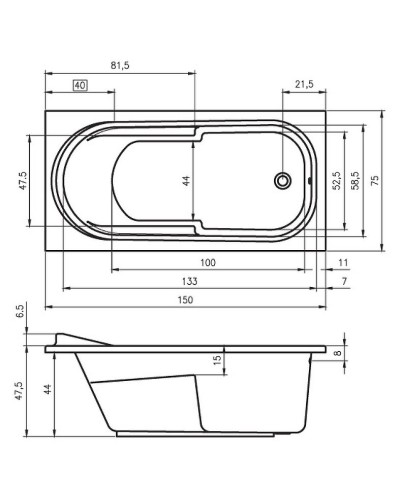 Акриловая ванна Riho Columbia 150x75 B002001005 (BA0200500000000) без гидромассажа