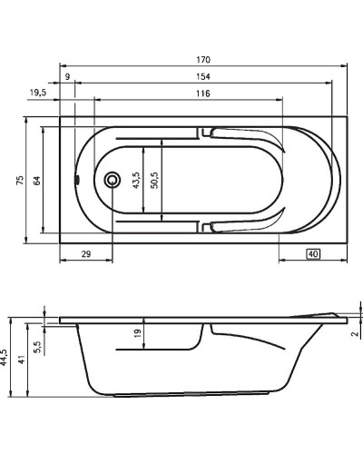 Акриловая ванна Riho Future 170x75 B073001005 (BC2800500000000) без гидромассажа
