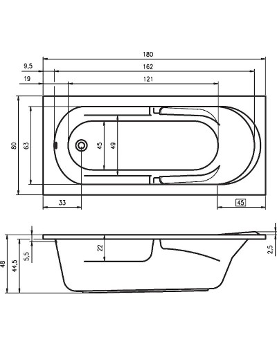 Акриловая ванна Riho Future 180x80 B074001005 (BC3100500000000) без гидромассажа