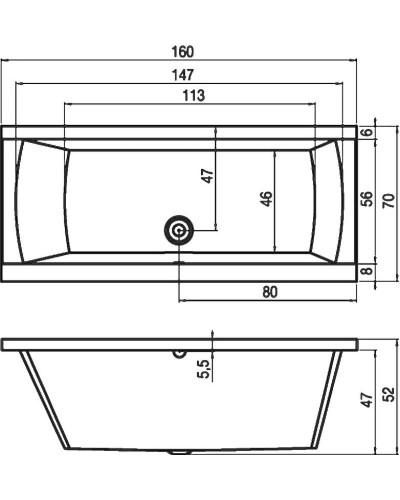 Акриловая ванна Riho Julia 160x70 B024001005 (BA7100500000000) без гидромассажа