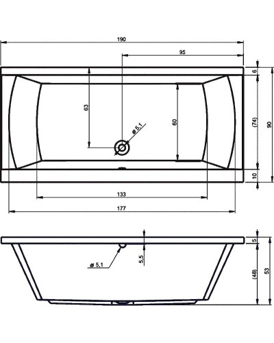 Акриловая ванна Riho Julia 190x90 B023001005 (BA6900500000000) без гидромассажа