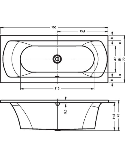 Акриловая ванна Riho Lima 160x70 B050001005 (BB4200500000000) без гидромассажа