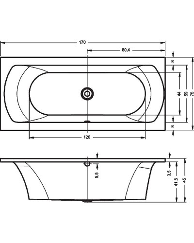 Акриловая ванна Riho Lima 170x75 B051001005 (BB4400500000000) без гидромассажа