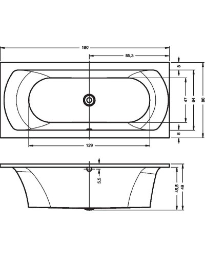 Акриловая ванна Riho Lima 180x80 B052001005 (BB4600500000000) без гидромассажа