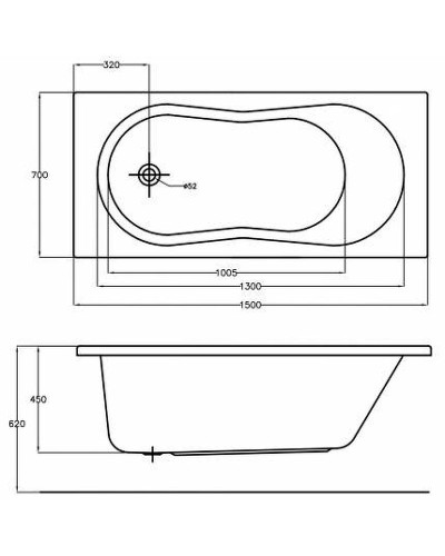 Акриловая ванна Cersanit Nike 150x70 63346 без гидромассажа