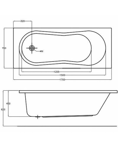 Акриловая ванна Cersanit Nike 170x70 63347 без гидромассажа
