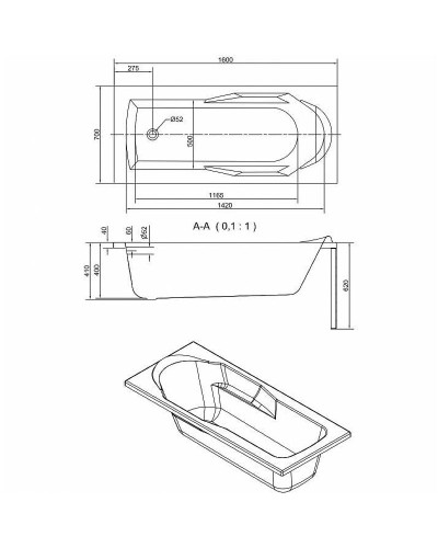 Акриловая ванна Cersanit Santana 160x70 63324 без гидромассажа