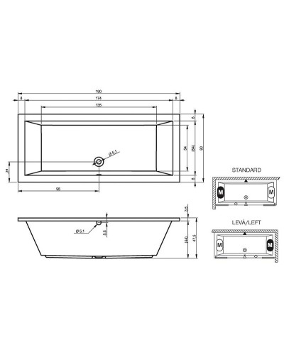 Акриловая ванна Riho Lusso 190x80 B015001005 (BA5900500000000) без гидромассажа