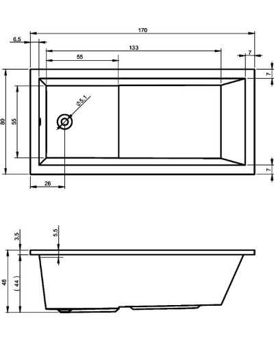 Акриловая ванна Riho Lusso Plus 170x80 B006001005 (BA1200500000000) без гидромассажа