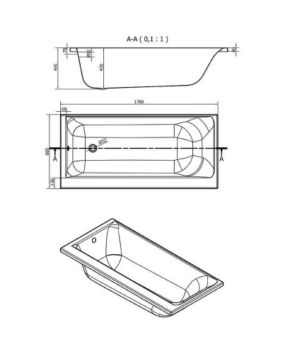 Акриловая ванна Cersanit Smart 170x80 R 63351 без гидромассажа