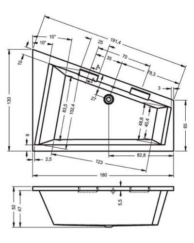 Акриловая ванна Riho Doppio 180x130 B034001005 (BA9100500000000) L без гидромассажа