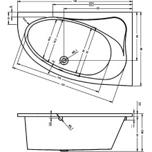 Акриловая ванна Riho Lyra 140x90 B020001005 (BA6600500000000) L без гидромассажа