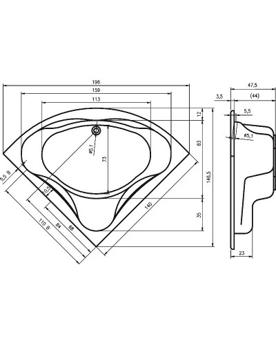 Акриловая ванна Riho Neo 140x140 B076001005 (BC3400500000000) без гидромассажа