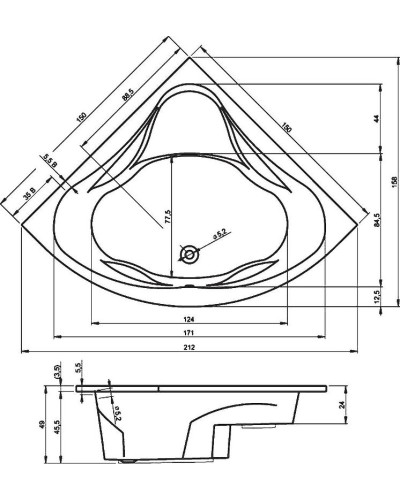 Акриловая ванна Riho Neo 150x150 B077001005 (BC3500500000000) без гидромассажа