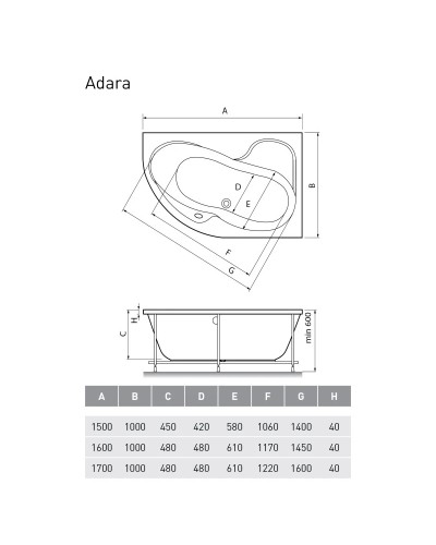 Акриловая ванна 160х100 см L Relisan Adara GL000013733