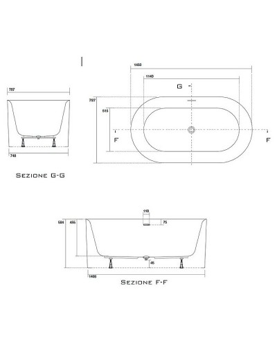 Акриловая ванна Kerasan Nolita 145x78 535001 Без гидромассажа