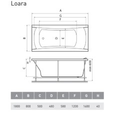 Акриловая ванна 180х80 см Relisan Loara GL000011735
