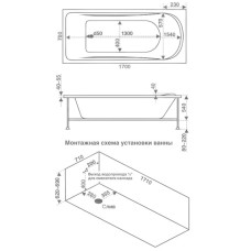Акриловая ванна 170х70 см Bas Атланта B00003