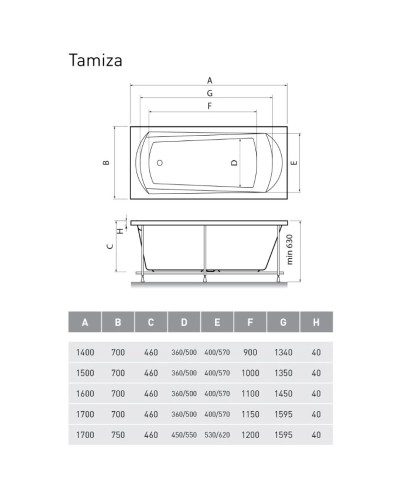 Акриловая ванна 170х75 см Relisan Tamiza GL000011626