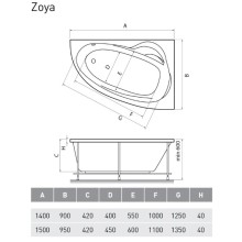 Акриловая ванна 150х95 см L Relisan Zoya GL000001462
