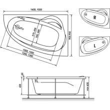 Акриловая ванна 150х95 см R Relisan Zoya GL000001463