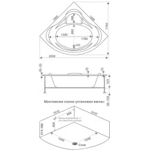 Акриловая ванна 160х160 см Bas Мега B00024