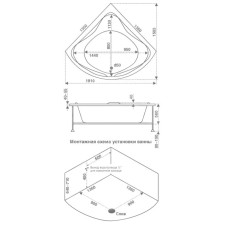 Акриловая ванна 135х135 см Bas Риола B00030