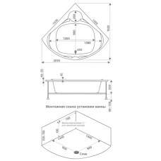 Акриловая ванна 143х143 см Bas Хатива B00042