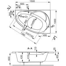 Акриловая ванна 150х100 см R Vagnerplast Flora VPBA151FLA3PX-04