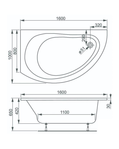 Акриловая ванна 160х100 см R Vagnerplast Corona VPBA168CRN3PX-04