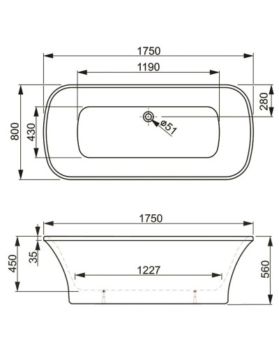 Акриловая ванна 175х80 см Vagnerplast Blanca NT VPBV175BLA7NTX-04