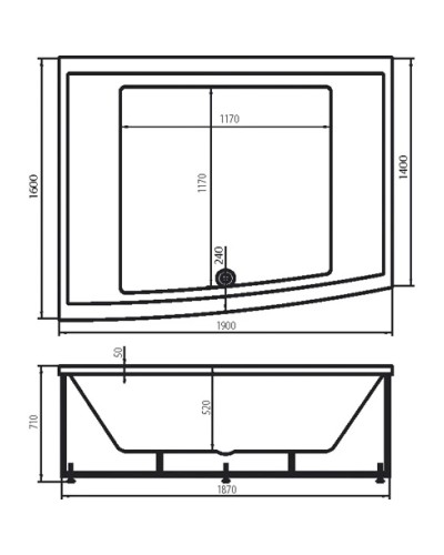 Акриловая ванна 190х160 см Vagnerplast Impossible VPBA190IMP2X-04