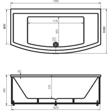 Акриловая ванна 190х80 см Vagnerplast Inspira VPBA191INS2X-04