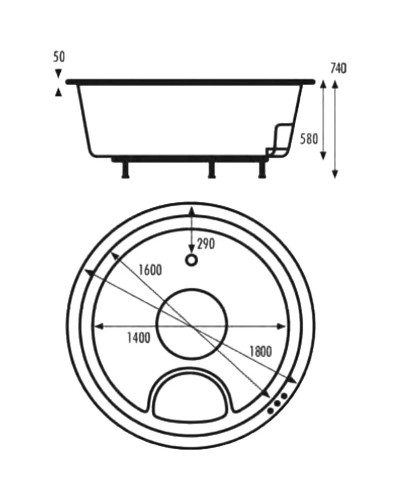 Акриловая ванна 180х180 см Vagnerplast Rondo VPBA180RON9X-04