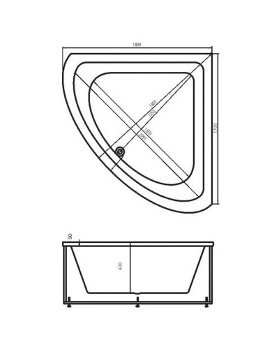 Акриловая ванна 180х180 см Vagnerplast Incognito VPBA180INC3X-04