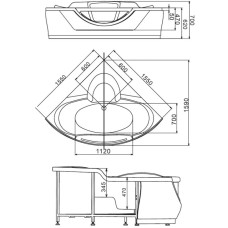 Акриловая гидромассажная ванна 155х155 см Gemy G9025 II B
