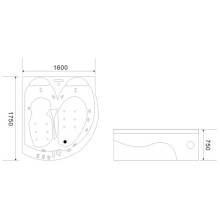 Акриловая гидромассажная ванна 175х160 см Black & White Galaxy 5005000