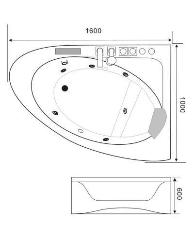 Акриловая гидромассажная ванна 160х100 см Black & White Galaxy 500800R
