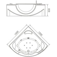 Акриловая гидромассажная ванна 150х150 см Orans 6510300