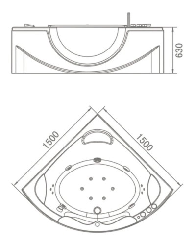Акриловая гидромассажная ванна 150х150 см Orans 6510300