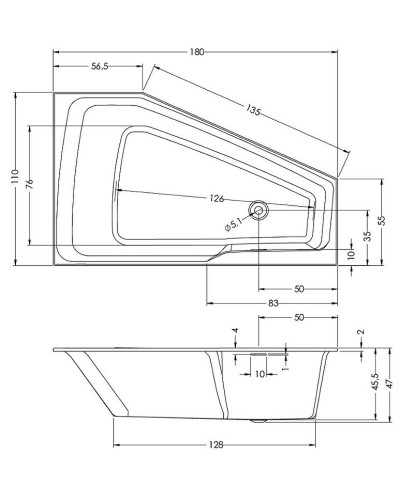 Акриловая ванна Riho Rething Space 180х110 L B116001005 (BR1800500000000) без гидромассажа