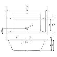 Акриловая ванна Riho Rething Cubic 170х75 B105001005 (BR0700500000000) без гидромассажа