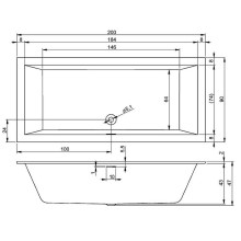 Акриловая ванна Riho Rething Cubic 200х90 B110001005 (BR1200500000000) без гидромассажа